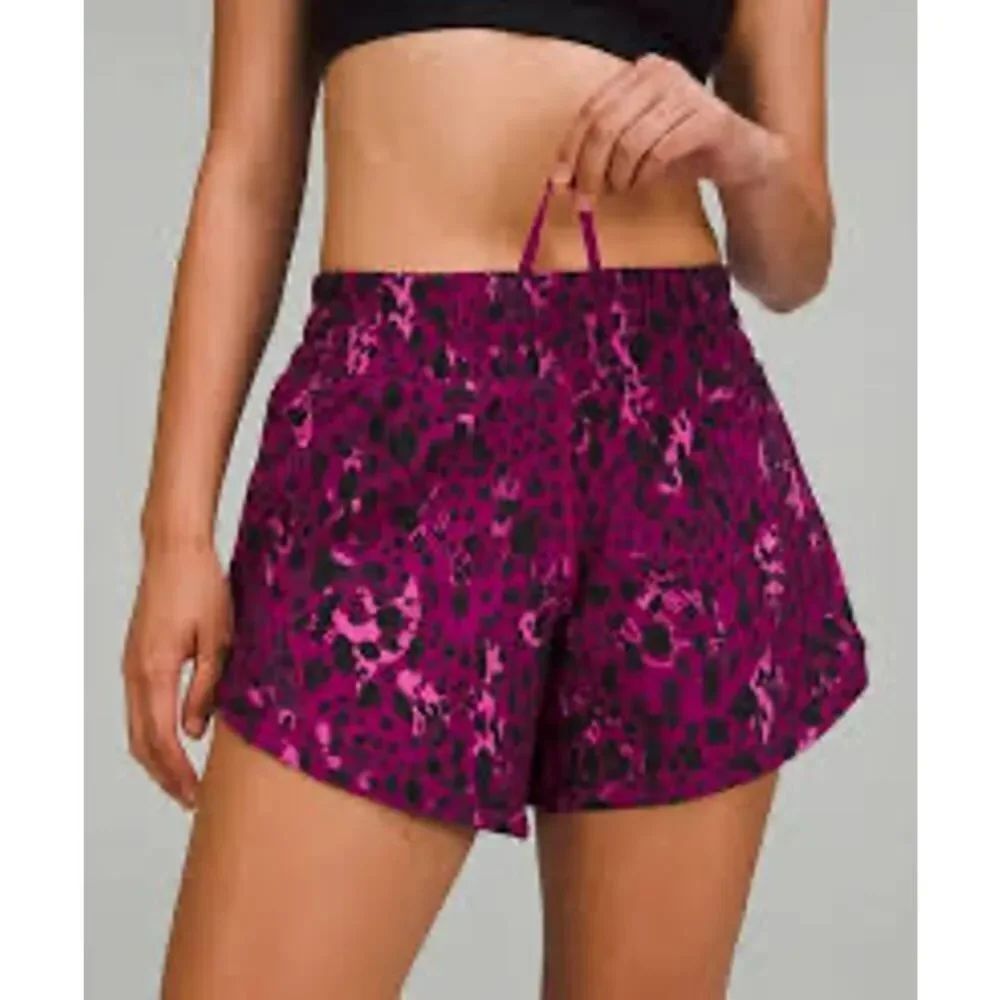 Lululemon Track That Mid-Rise Lined Shorts, Cheetah Camo, size 8